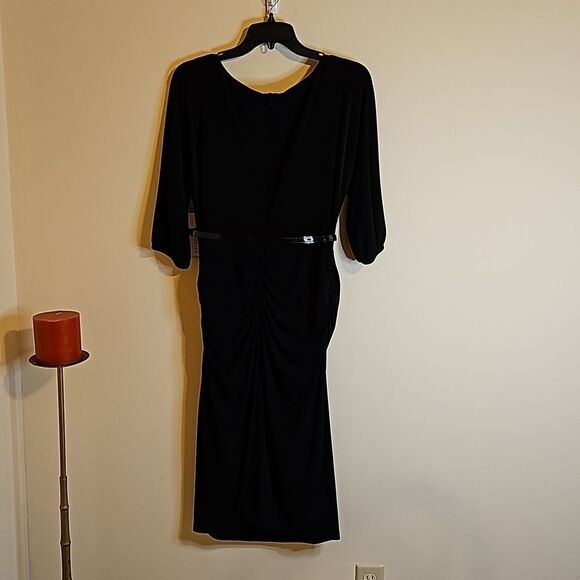 NWT David Meister black Rauched midi dress size 14 - Picture 3 of 10